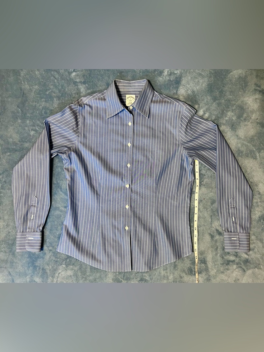 Brooks Brothers All Cotton Fitted Classic Blue Pinstripe Dress Shirt